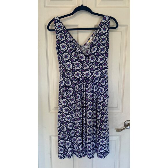 Boden Dresses & Skirts - Boden Blue Sleeveless V-neck Mini Dress 4R Jersey Knit Pockets Knee Length Aline